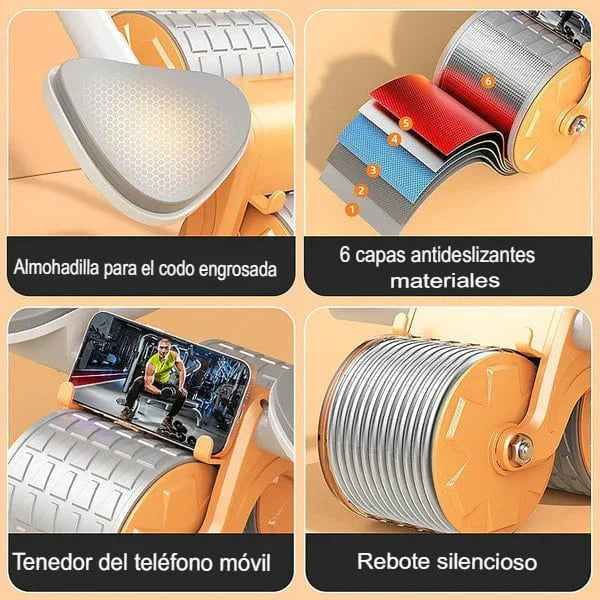 Rueda Abdominal Completa – Monitor Digital, Rebote Automático y Soporte Celular+🎁